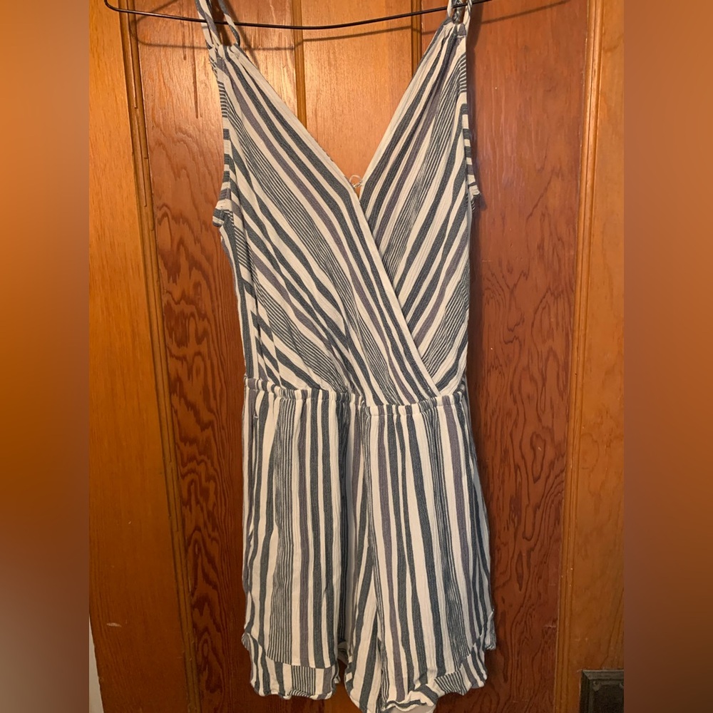 American Eagle Outfitters Striped romper - Blue and White